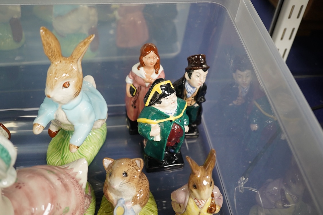 Seven Boxed Royal Doulton Beatrix Potter character figures, three others figures, unboxed, and five boxed Beswick Beatrix Potter figures (15). Condition - good